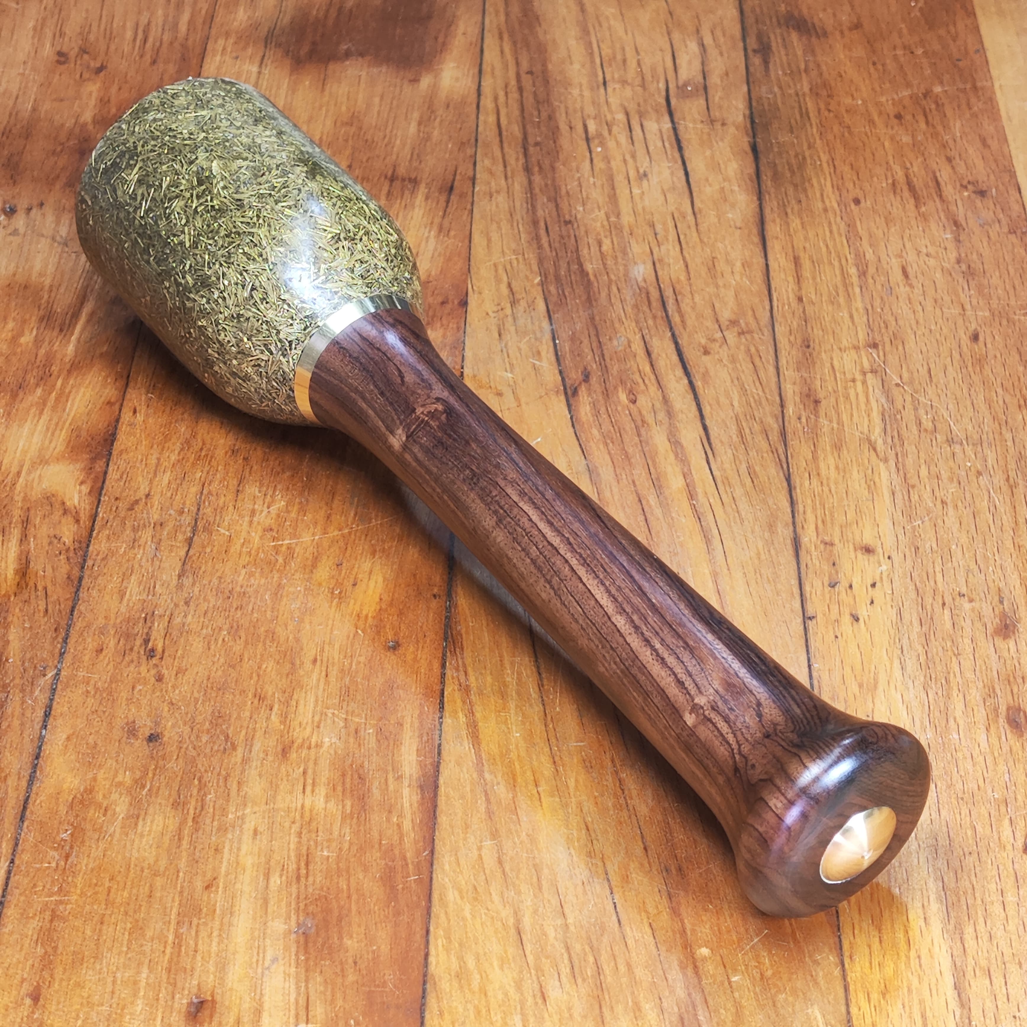 Woodworking Mallet cast Urethane and Brass composite head with Bolivian Rosewood (aka Morado) hardwood handle